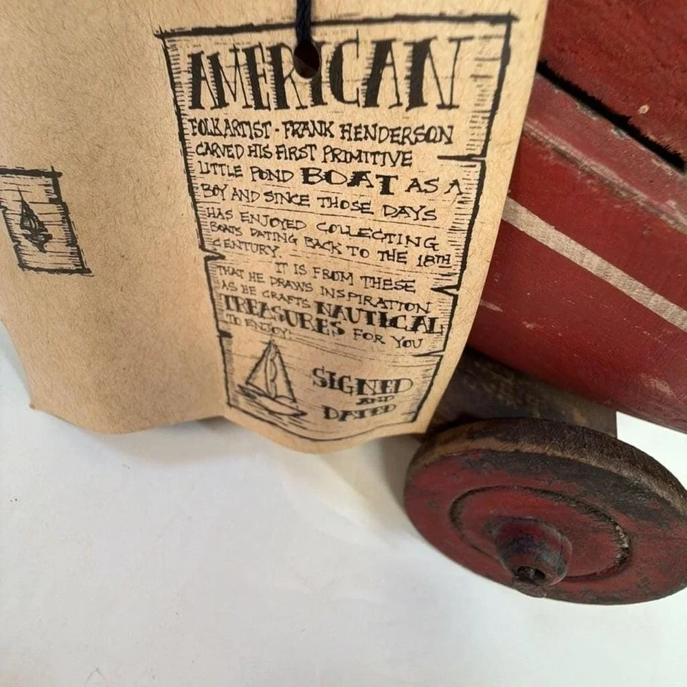 The Backtime Co. American Folk Art Handmade Wooden Sailboat Pond Boat Toy